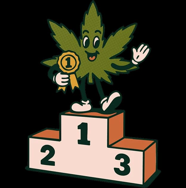 image of marijuana leaf on a podium