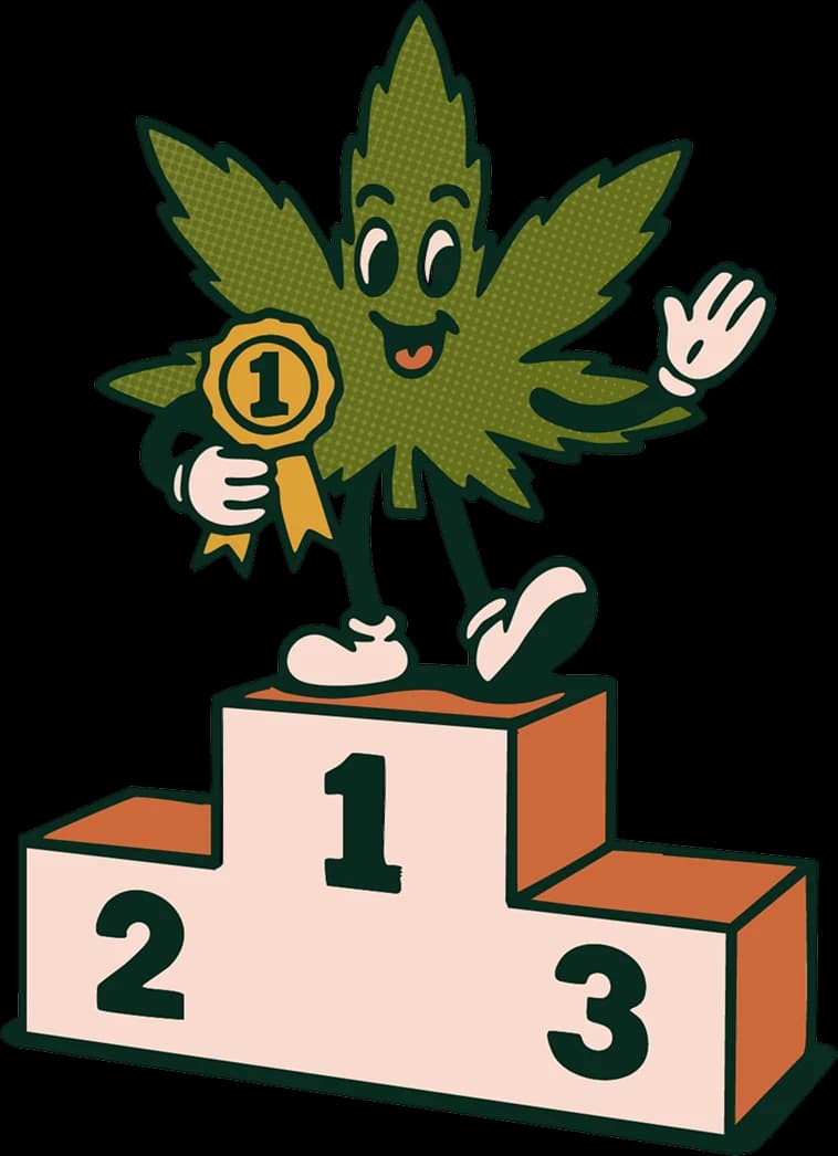 image of marijuana leaf on a podium